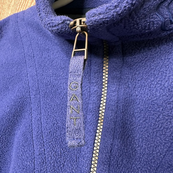Vtg Gant USA Rugged Fleece Pullover Jacket Blue Embroidered Logo Size Lg Sweater - Picture 5 of 10